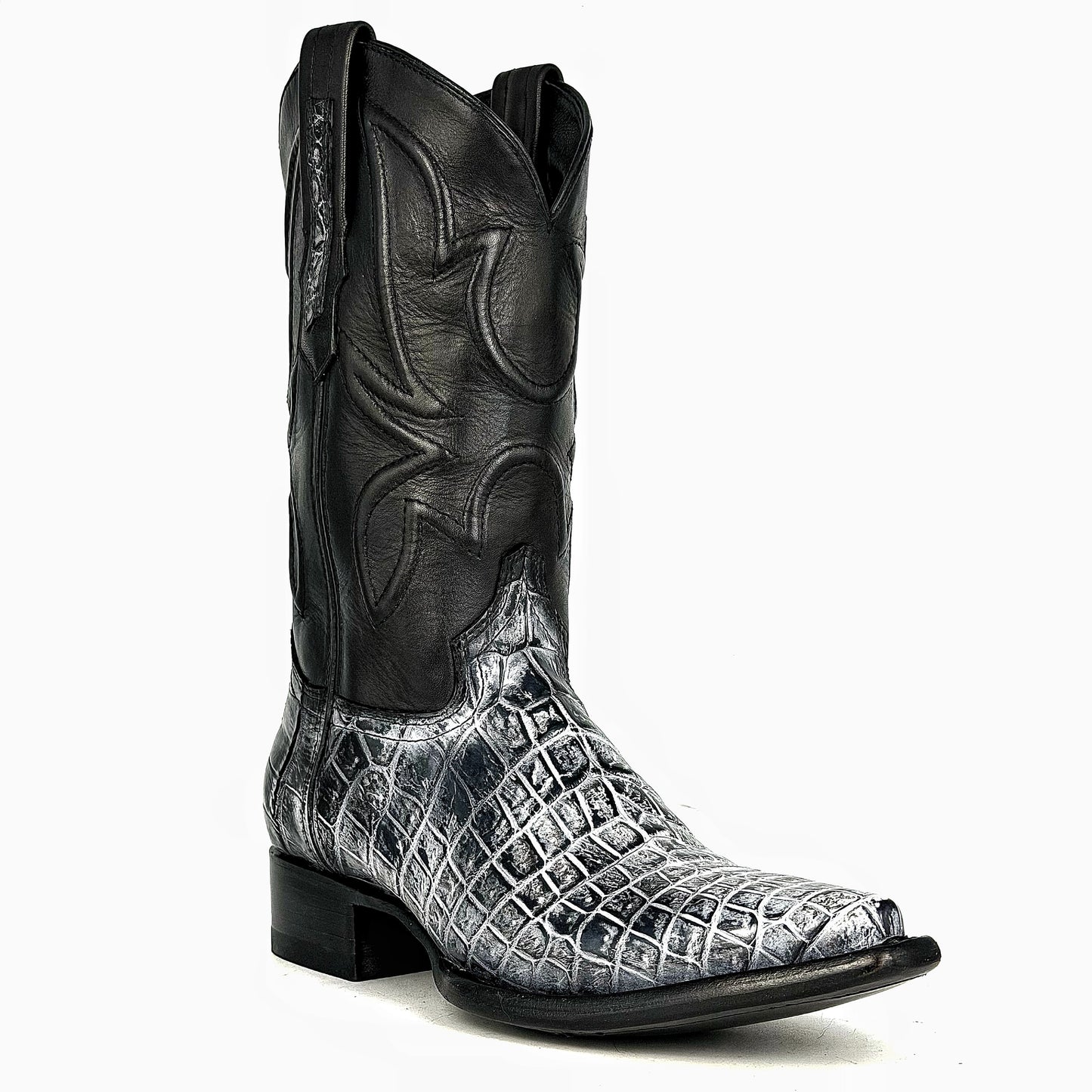 COWBOY GREY BLACK COCODRILO MORELETI BOOTS TEXANA