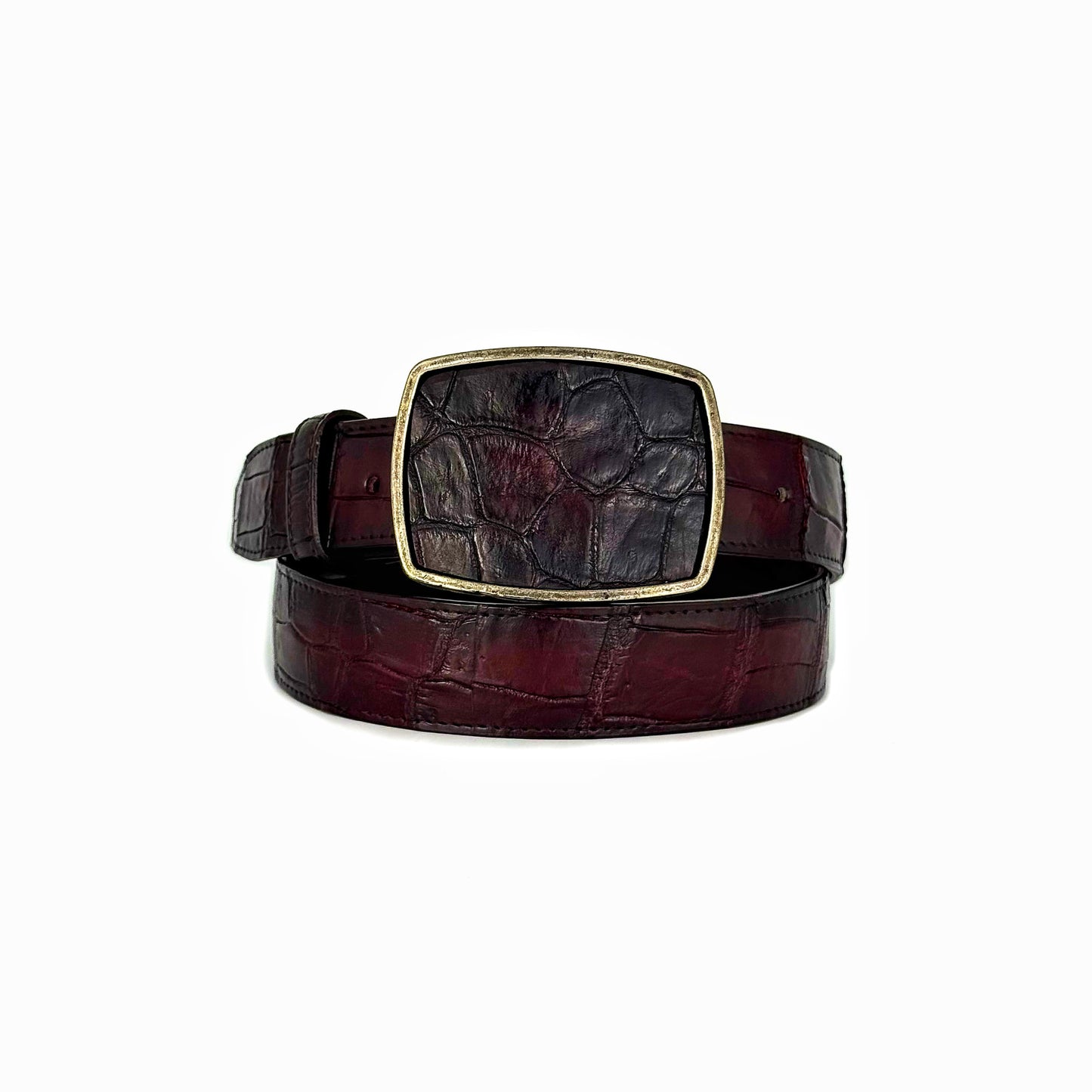 CINTO COCODRILO BLACK CHERRY HEBILLA CUADRADA