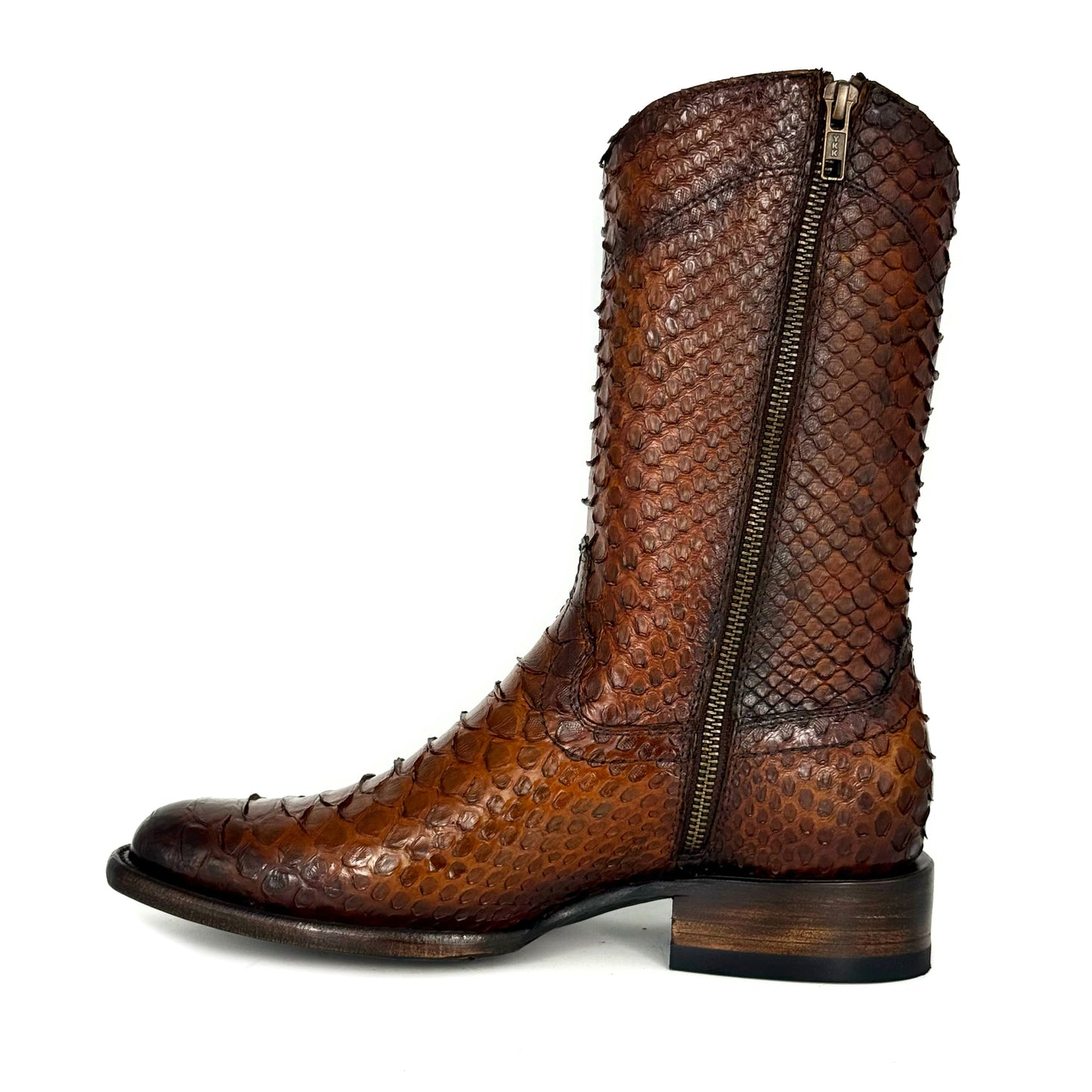 EMMA HIGH BROWN FULL PITON BOOTS OVAL