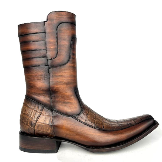 EDGAR BROWN CROCODILE BOOTS