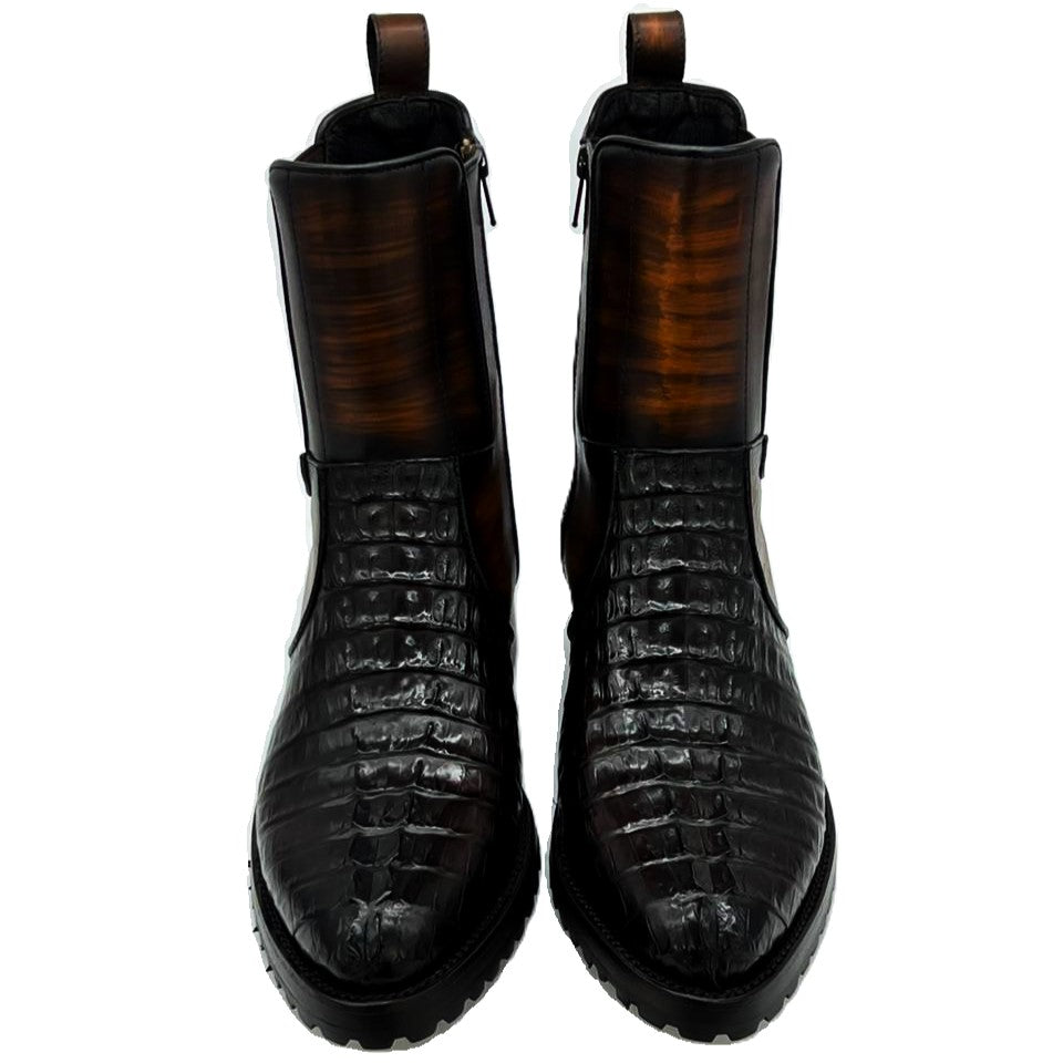 CARLO BROWN COLA COCODRILO BOOTS OVAL