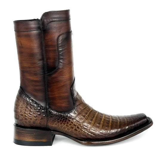 EDGAR BROWN CROCODILE BOOTS