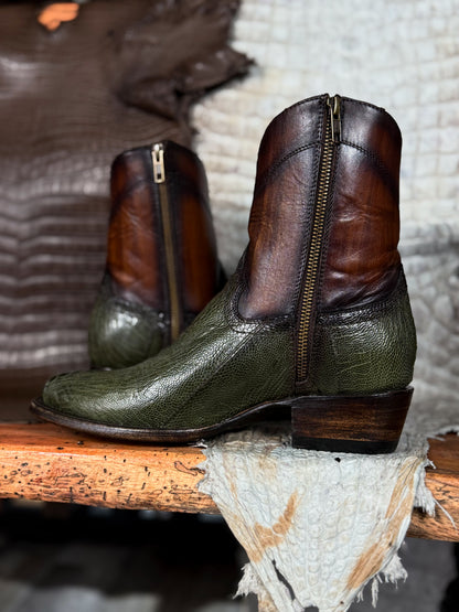 EMMA GREEN PATA DE AVESTRUZ OVAL