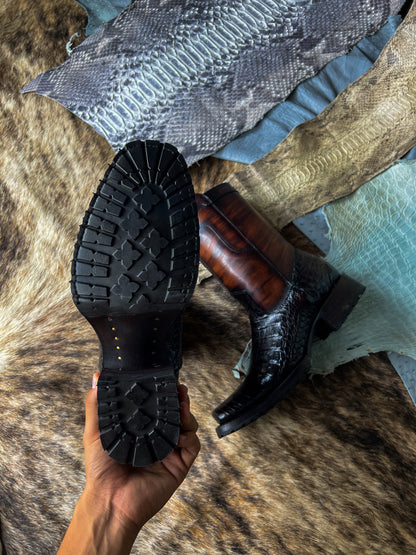 CHRISTIAN BROWN CROCODRILO BOOTS (TRACK)