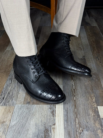 CARLO BROWN PITON BOOTS 