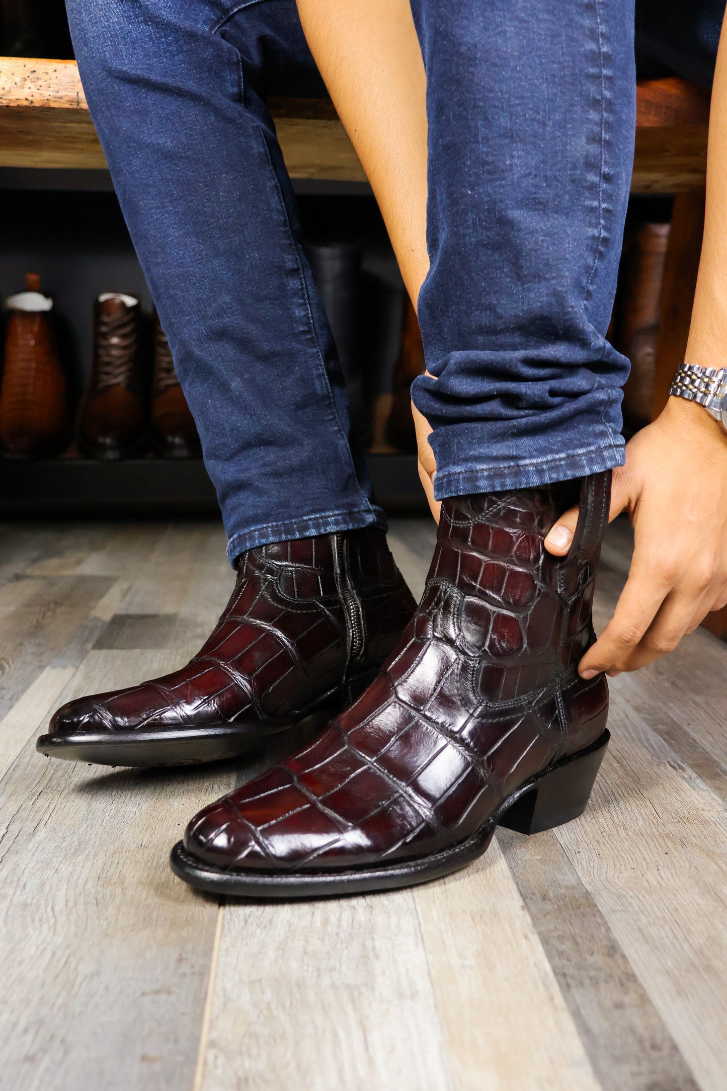 EMMA VINO FULL COCODRILO ALLIGATOR  OVAL