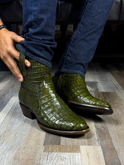 EMMA GREEN FULL COCODRILO FUSCUS BOOTS OVAL