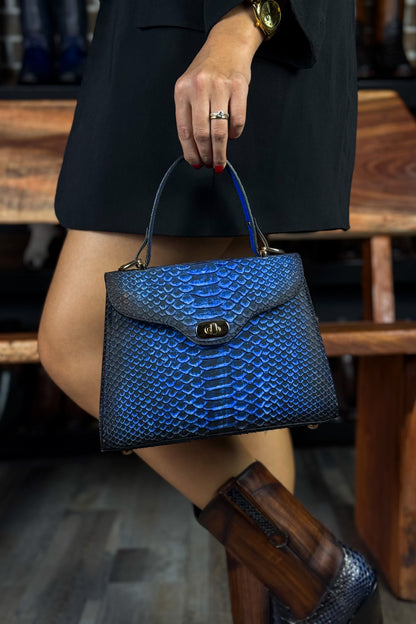 BOLSA PITON AZUL NOBUK PARA DAMA