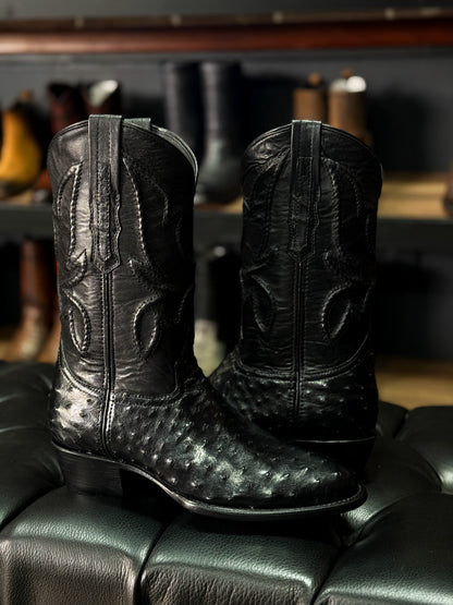 COWBOY BLACK AVESTRUZ BOOTS OVAL