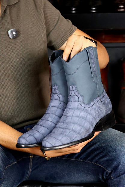 EMMA AZUL NOBUCK COCODRILO ALLIGATOR OVAL