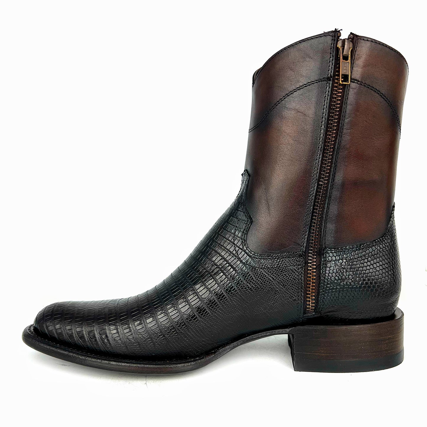 EMMA DARK BROWN LIZARD BOOTS