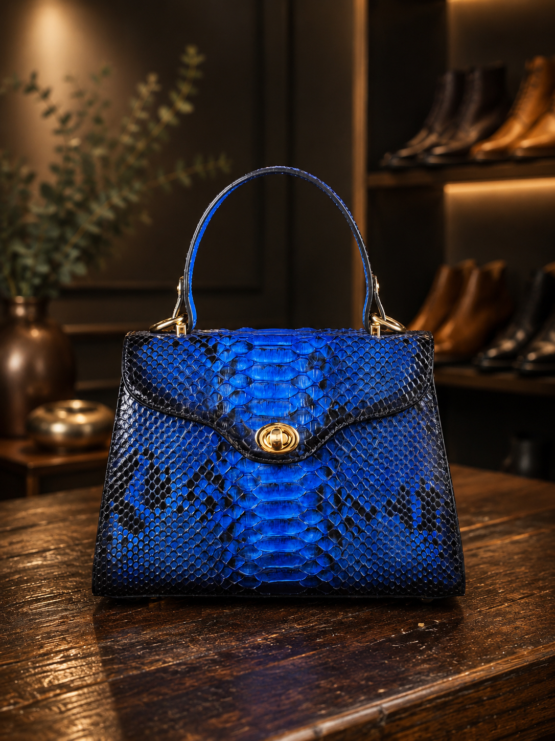 BOLSA PITON AZUL PARA DAMA