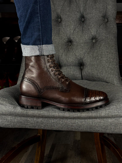 CARLO BROWN PITON BOOTS 