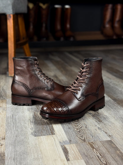 CARLO BROWN PITON BOOTS 