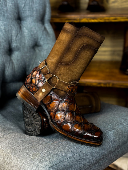 CARLO BROWN PITON BOOTS 