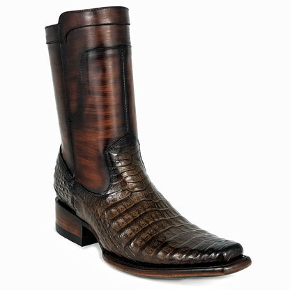 EDGAR BROWN CROCODILE BOOTS 