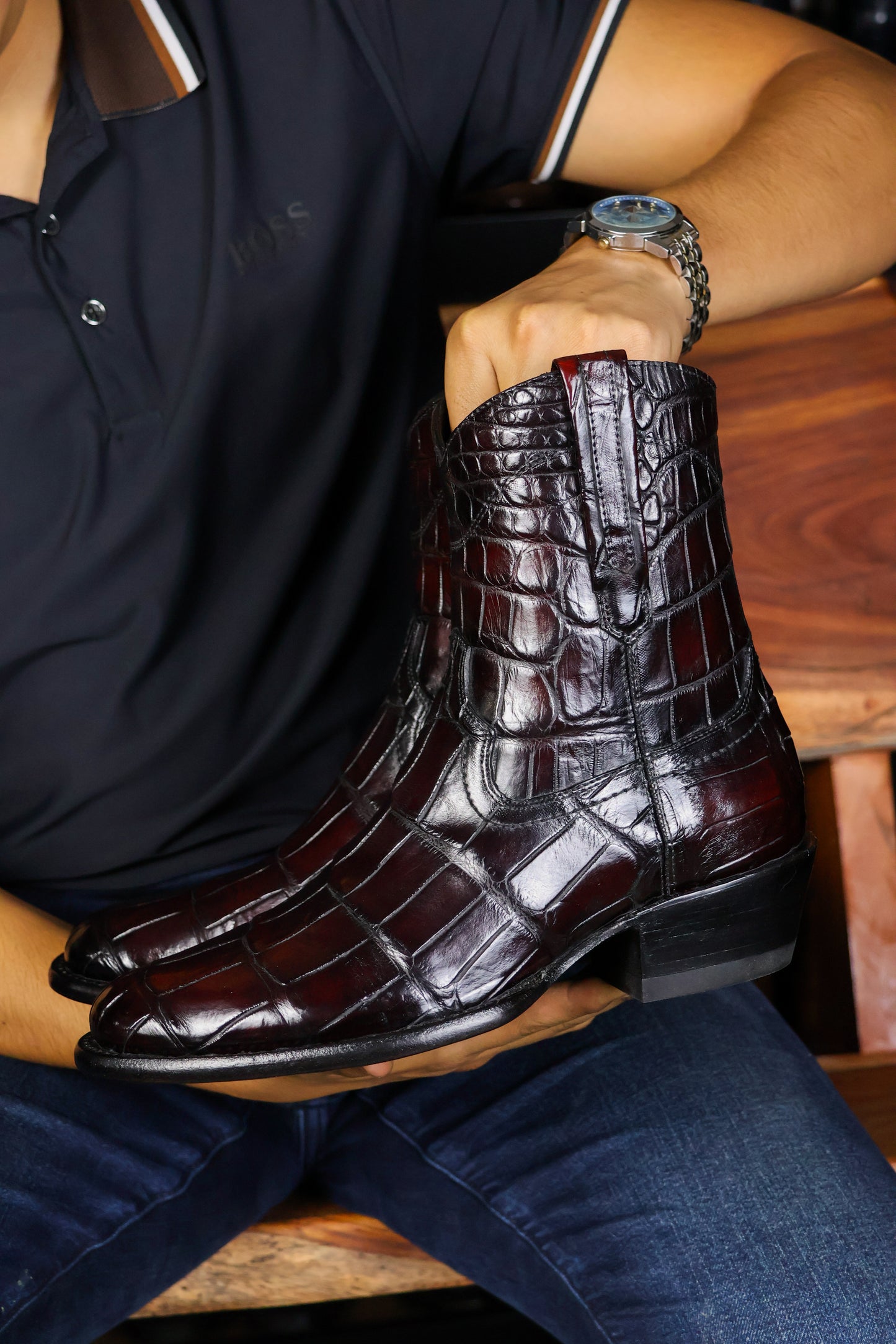 EMMA VINO FULL COCODRILO ALLIGATOR  OVAL