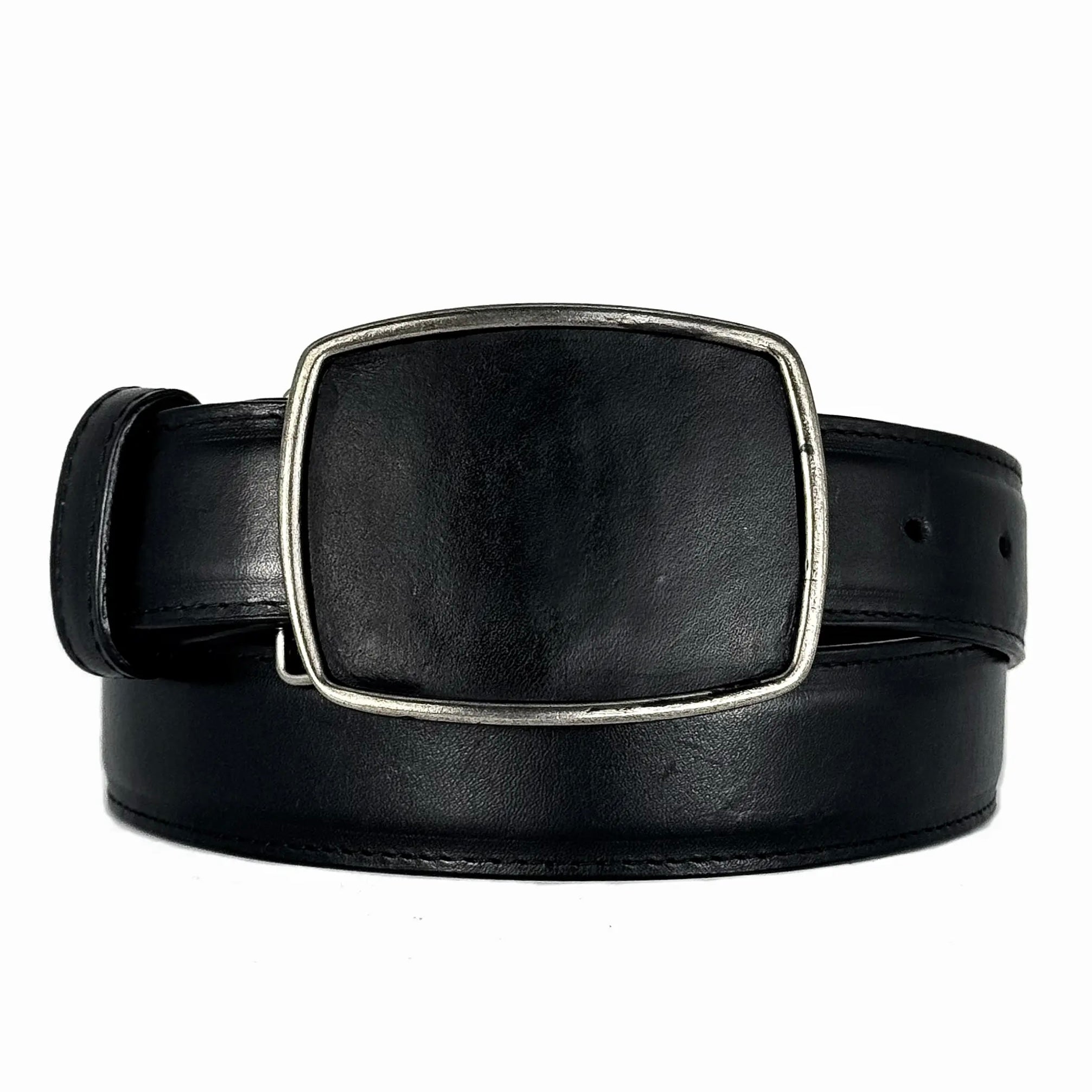CINTO NEGRO PIEL HEBILLA CUADRADA