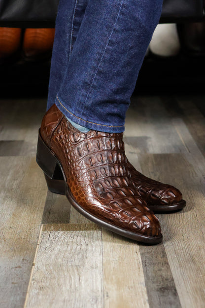 EMMA HIGH BLUE CROCODILE BACK ALLIGATOR AND OSTRICH OVAL