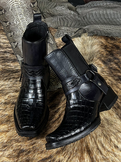 CARLO BLACK COCODRILO BOOTS