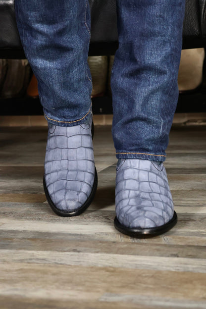 EMMA AZUL NOBUCK COCODRILO ALLIGATOR OVAL
