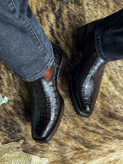 CHRISTIAN BROWN CROCODRILO BOOTS (TRACK)