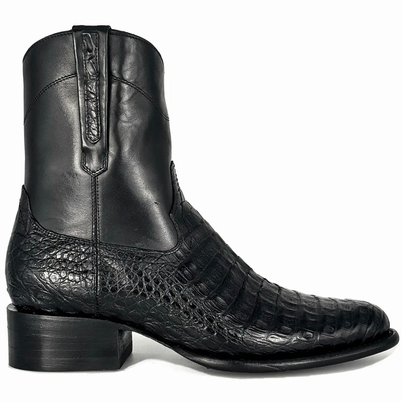 EMMA BLACK COCODRILO FUSCUS BOOTS OVAL