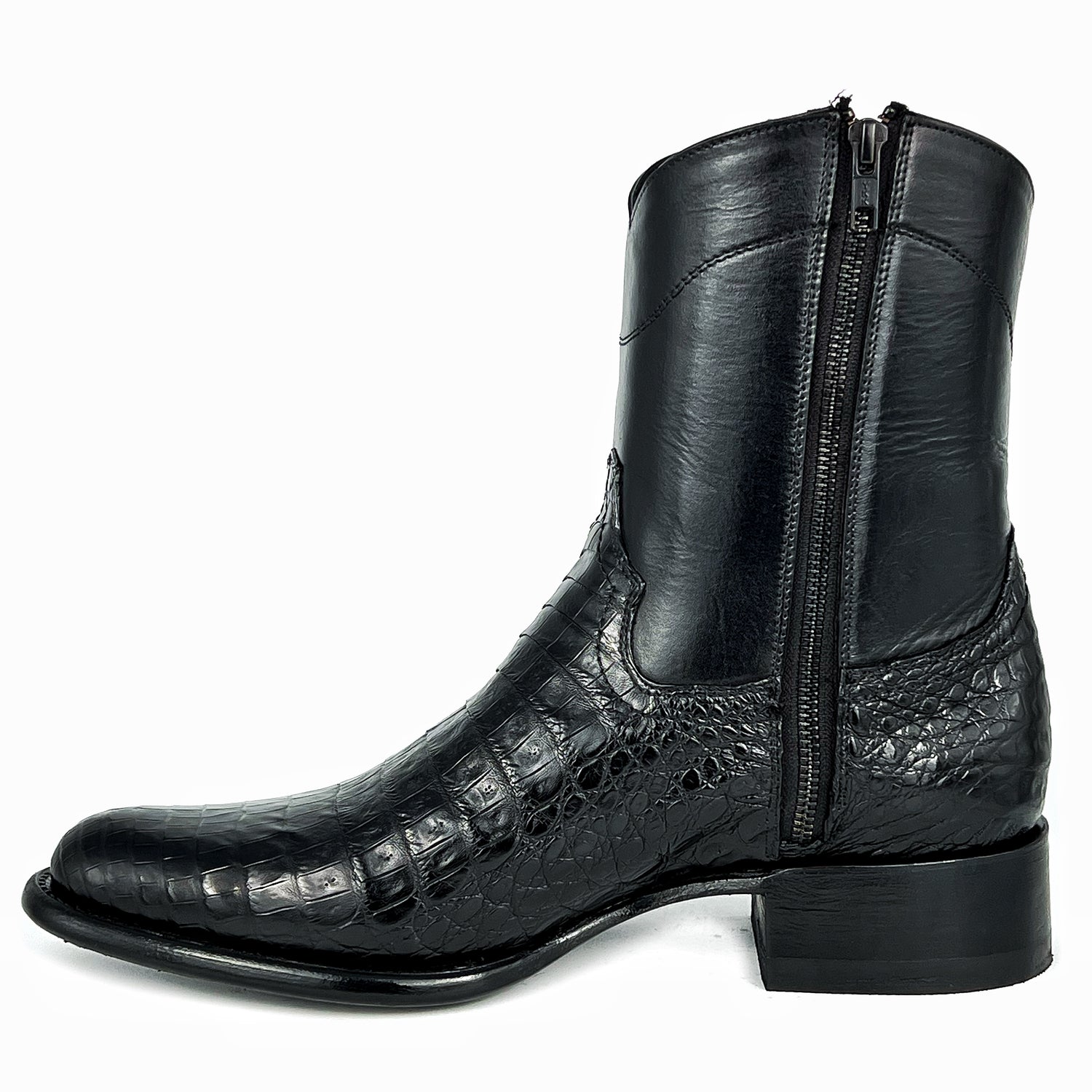 EMMA BLACK COCODRILO FUSCUS BOOTS OVAL
