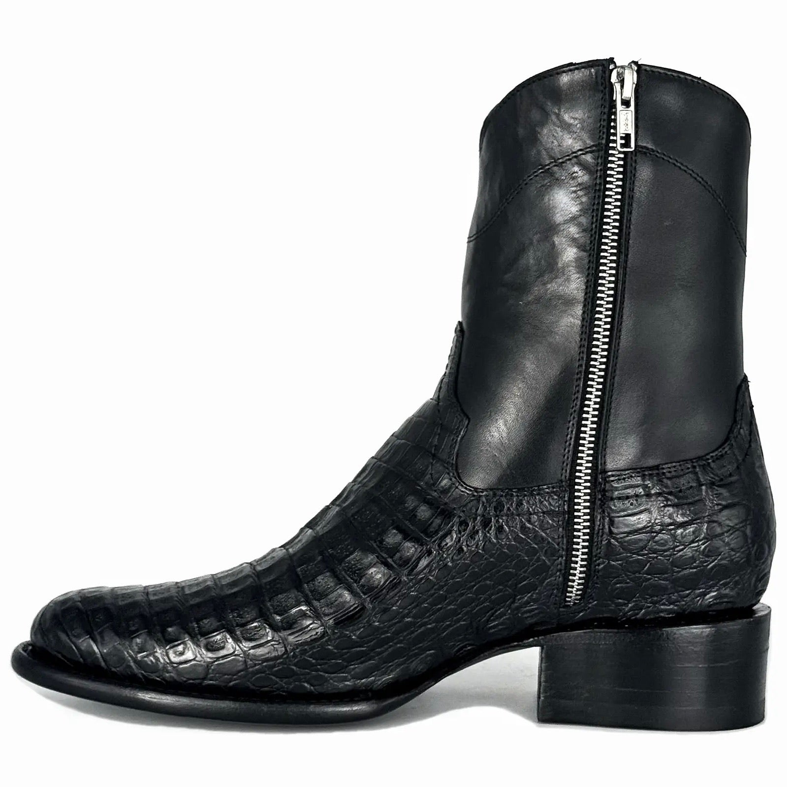 EMMA BLACK COCODRILO FUSCUS BOOTS OVAL
