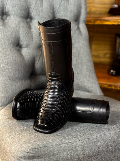 CHRISTIAN BLACK PITON BOOTS