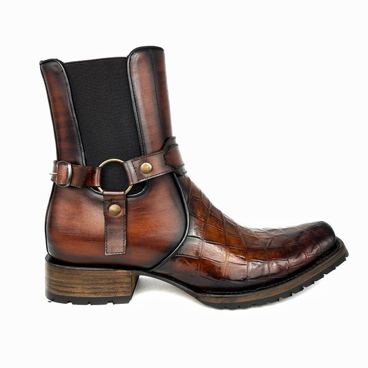 CARLO BROWN PITON BOOTS 