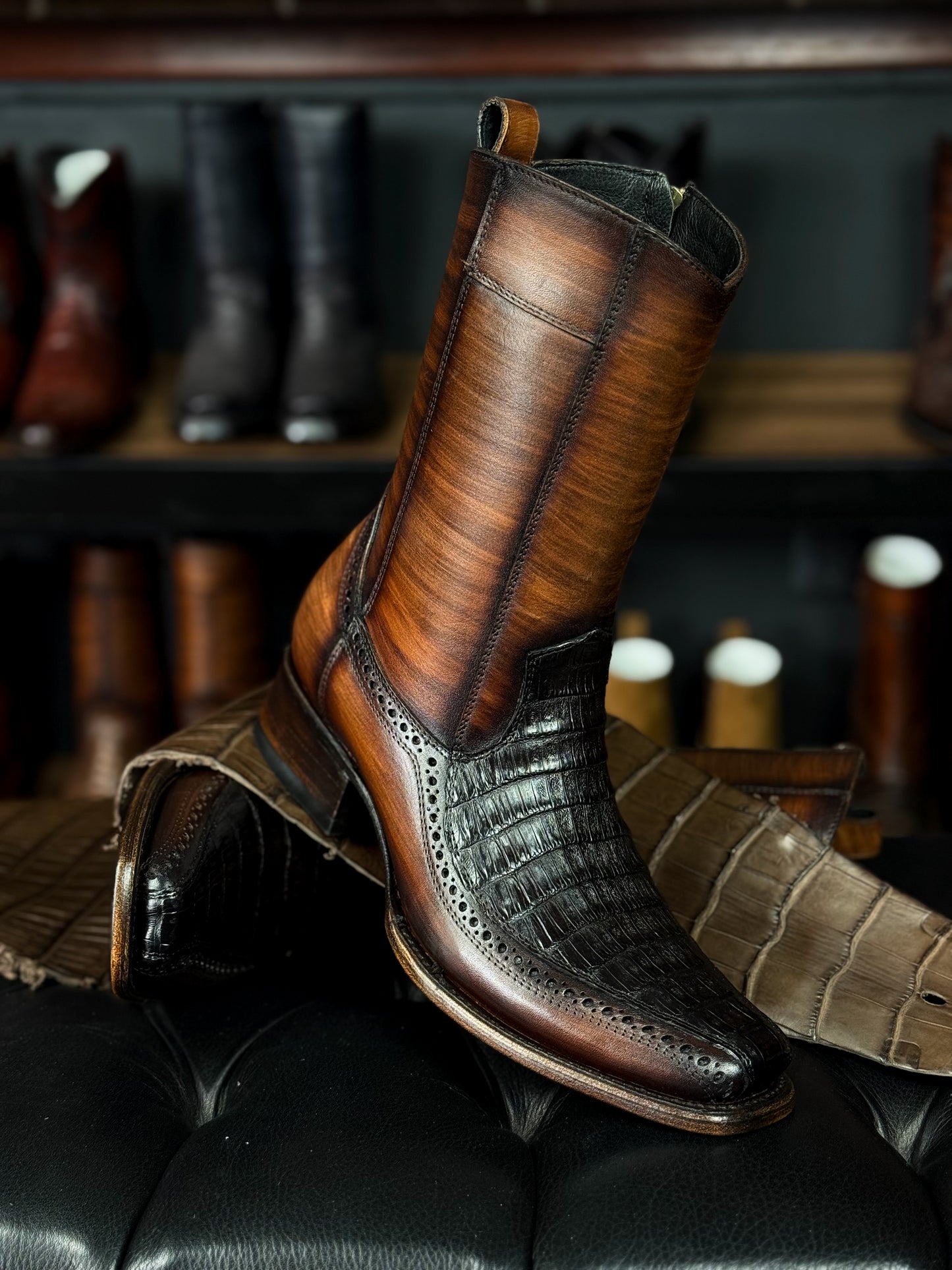 EMMA BROWN LIZARD BOOTS 