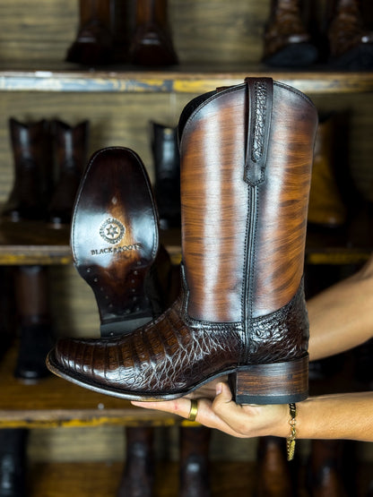 EDGAR BROWN CROCODILE BOOTS 