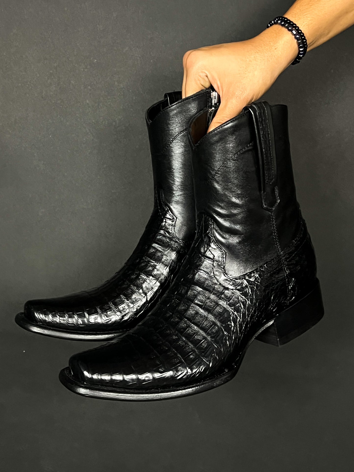 EDGAR BROWN CROCODILE BOOTS 