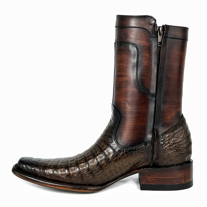 EDGAR BROWN CROCODILE BOOTS 