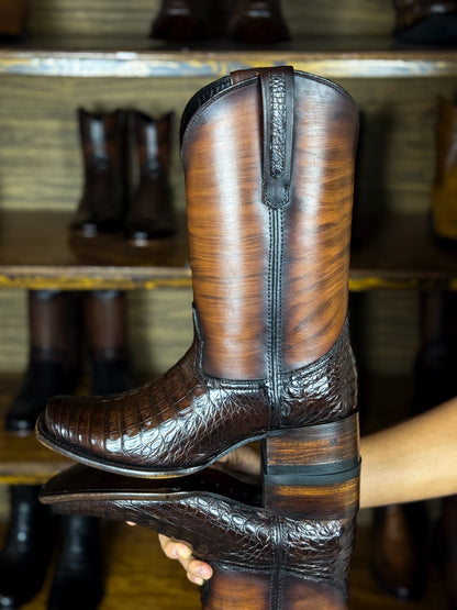 EDGAR BROWN CROCODILE BOOTS 