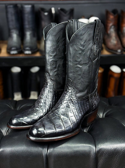 COWBOY GREY ALLIGATOR BOOTS OVAL