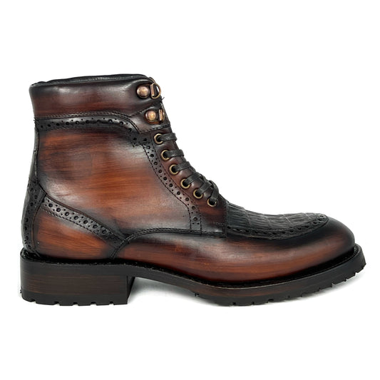 CARLO BROWN PITON BOOTS 