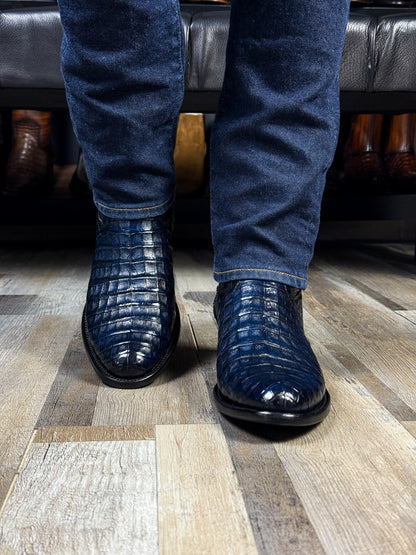 EMMA BLUE FULL COCODRILO FUSCUS BOOTS OVAL