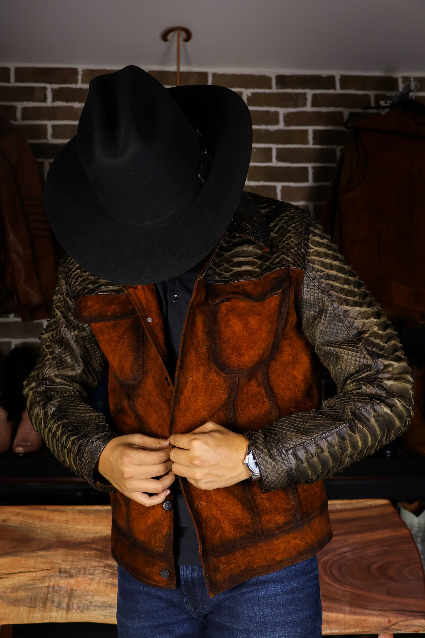 CHAMARRA PITON Y GAMUZA RÚSTICO