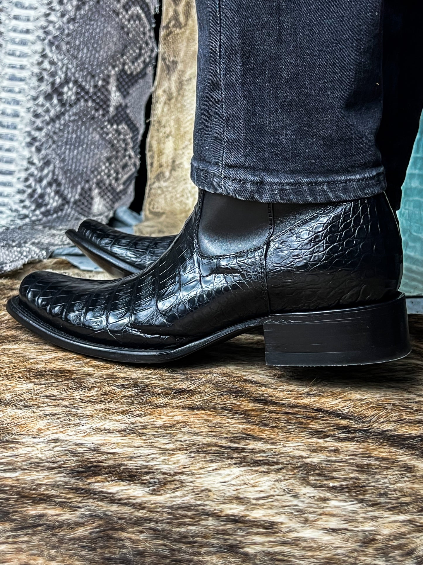 CHRISTIAN BLACK CROCODRILO BOOTS