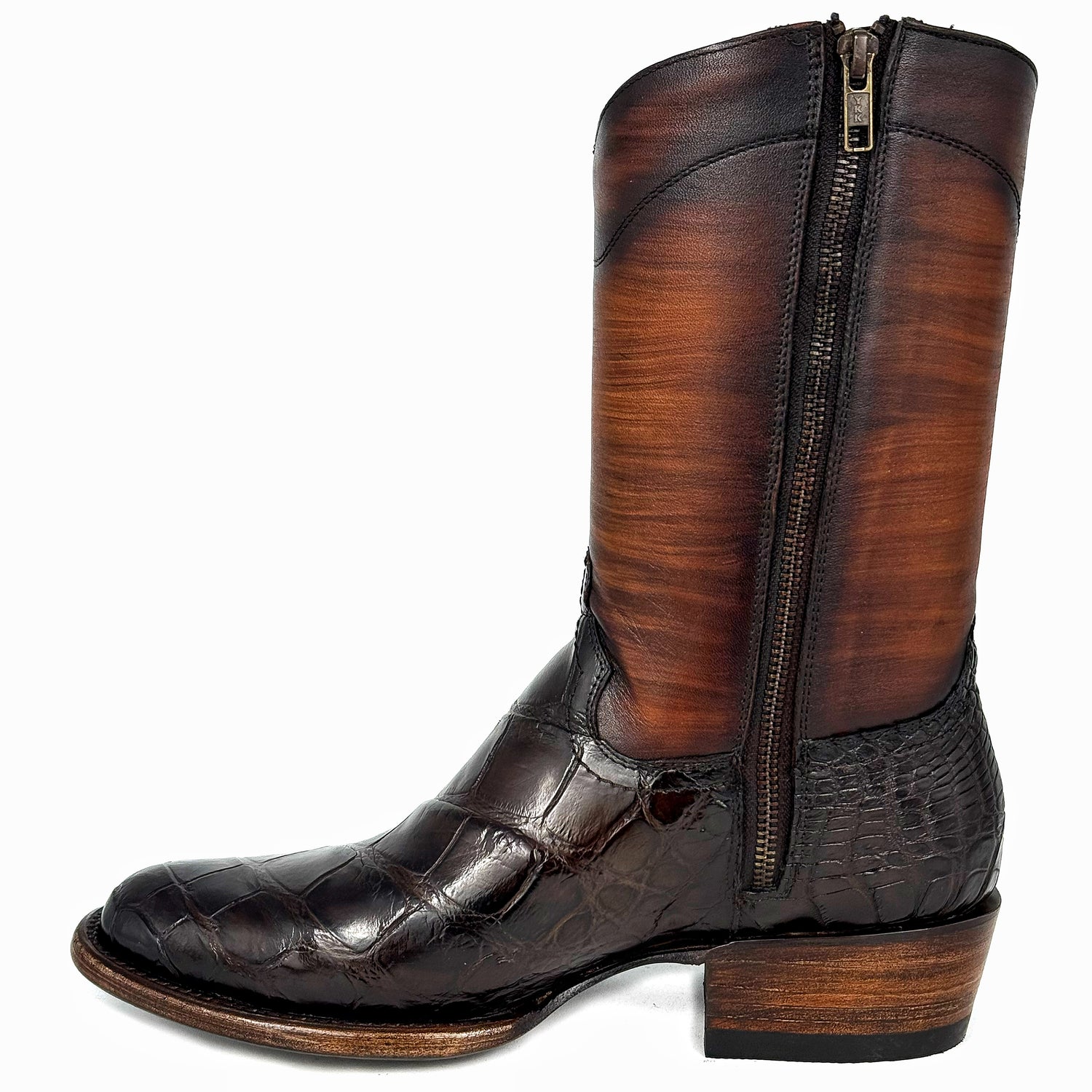 EMMA HIGH DARK BROWN COCODRILO ALLIGATOR OVAL