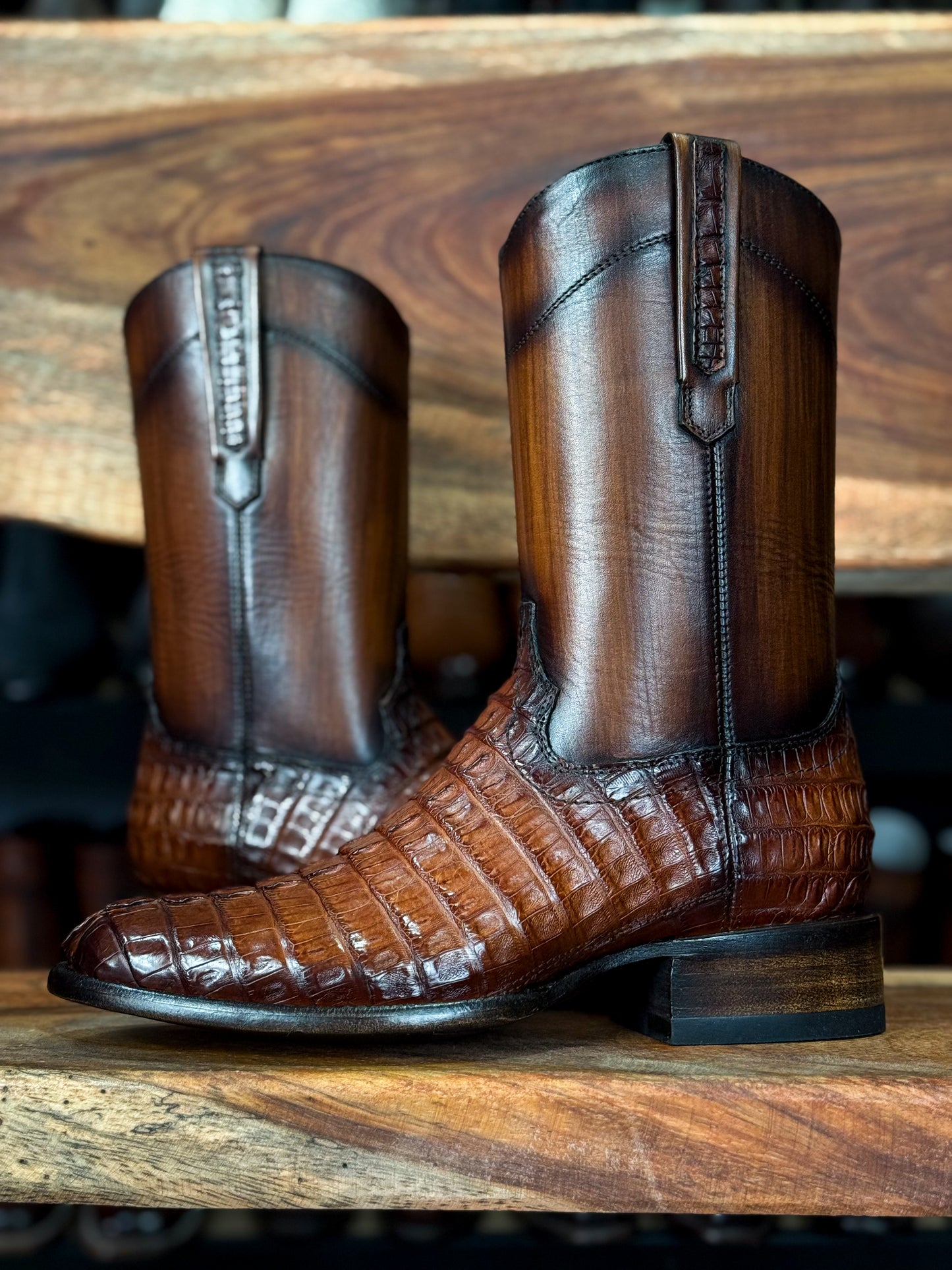 EMMA HIGH MIEL COLA DE COCODRILO BOOTS OVAL