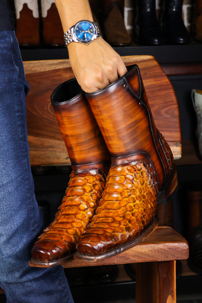 EMMA BROWN OSTRICH BOOTS 