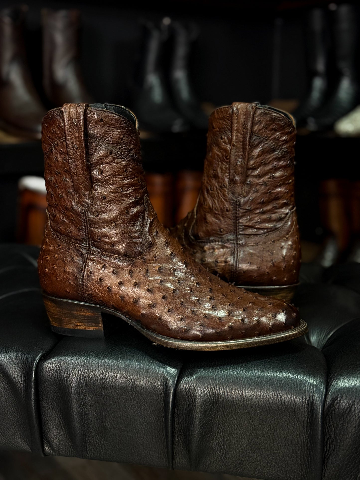 EMMA BROWN FULL AVESTRUZ BOOTS OVAL