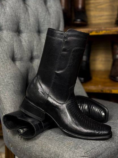 CHRISTIAN BLACK LIZARD BOOTS