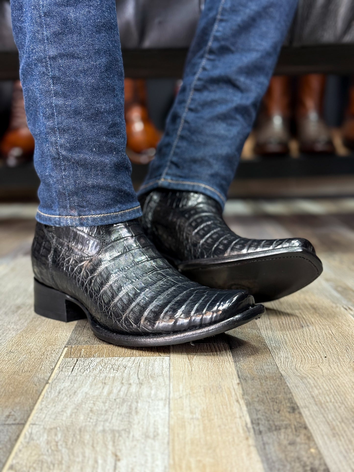 EDGAR BROWN CROCODILE BOOTS 