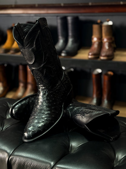 COWBOY BLACK AVESTRUZ BOOTS OVAL