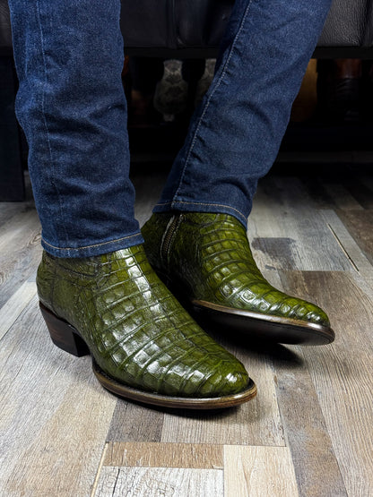 EMMA GREEN FULL COCODRILO FUSCUS BOOTS OVAL