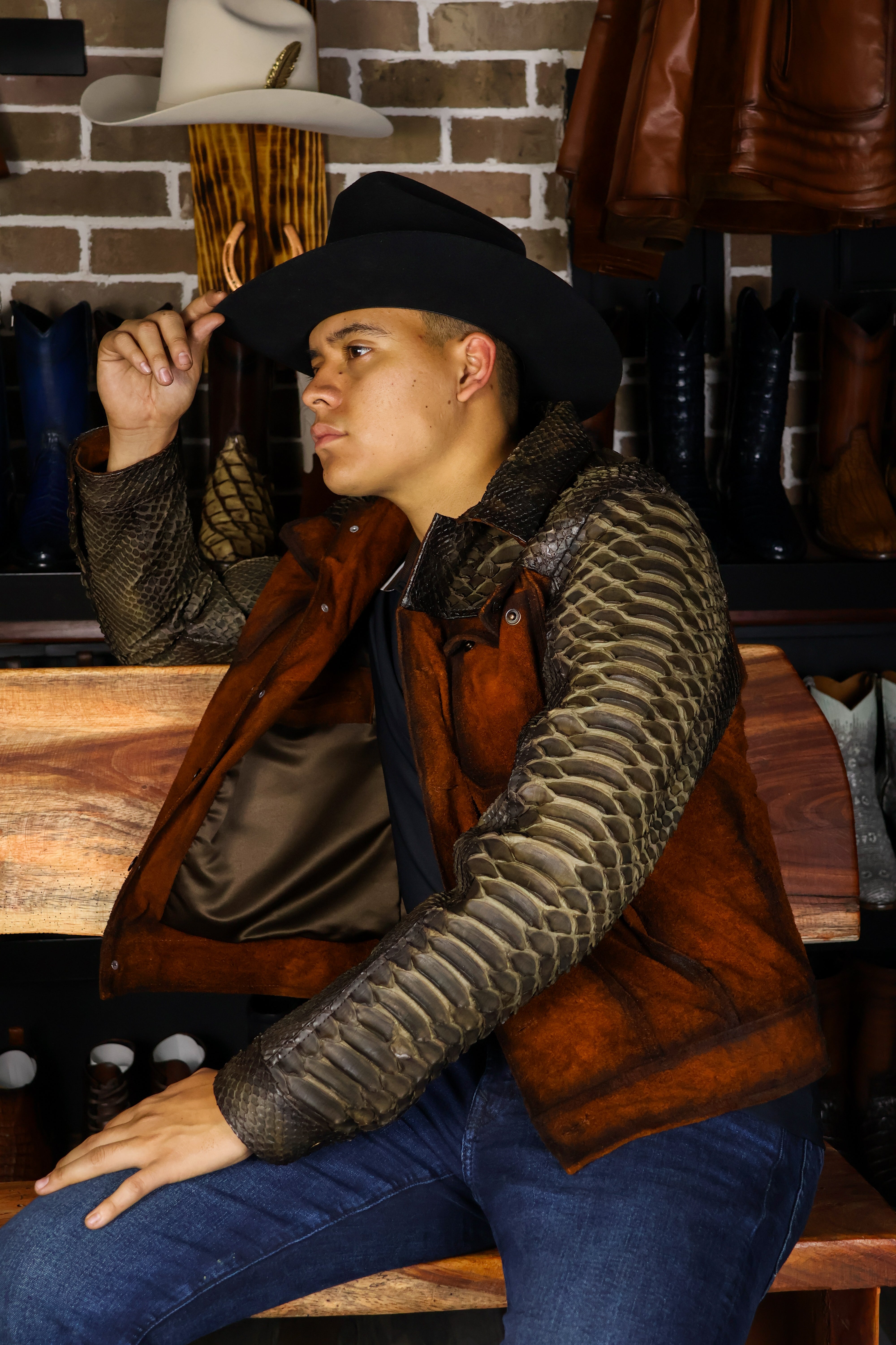 CHAMARRA PITON Y GAMUZA RÚSTICO